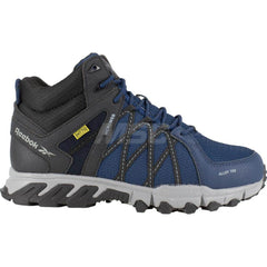 Work Boot: Size 8.5, Microfiber, Alloy Toe Navy, Medium Width, Non-Slip Sole