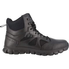 Work Boot: Size 12, 6″ High, Leather, Plain Toe Black, Medium Width, Non-Slip Sole