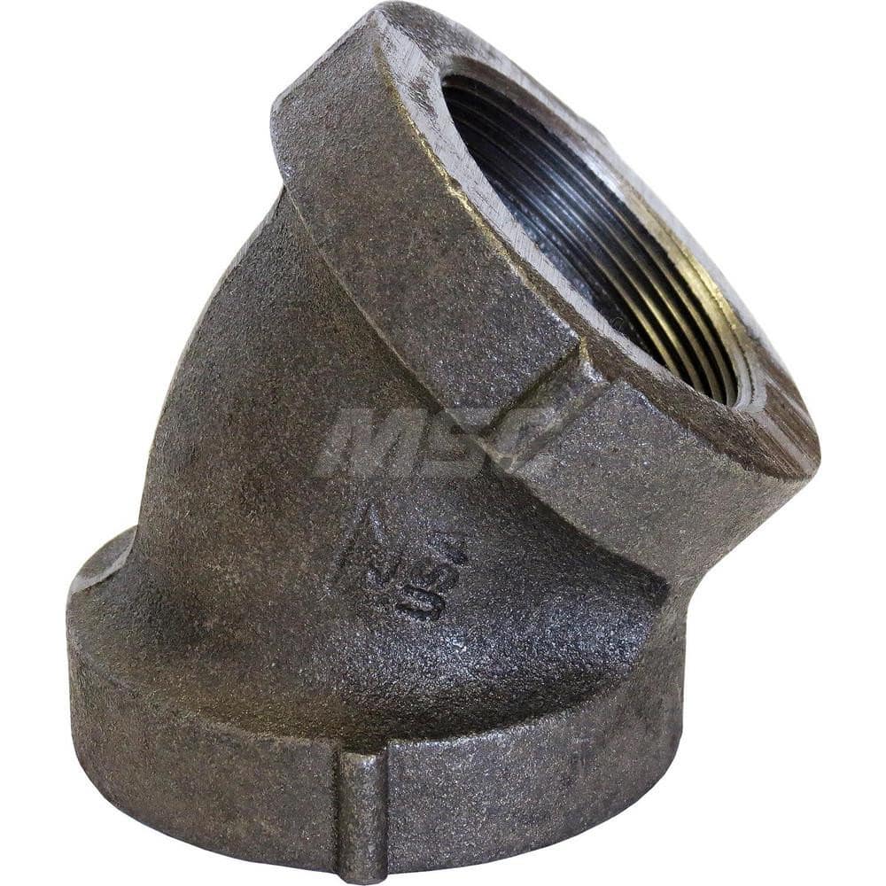 Black 45 ° Elbow: 3″, 0 psi, Threaded Cast Iron, Black Finish, Class 705