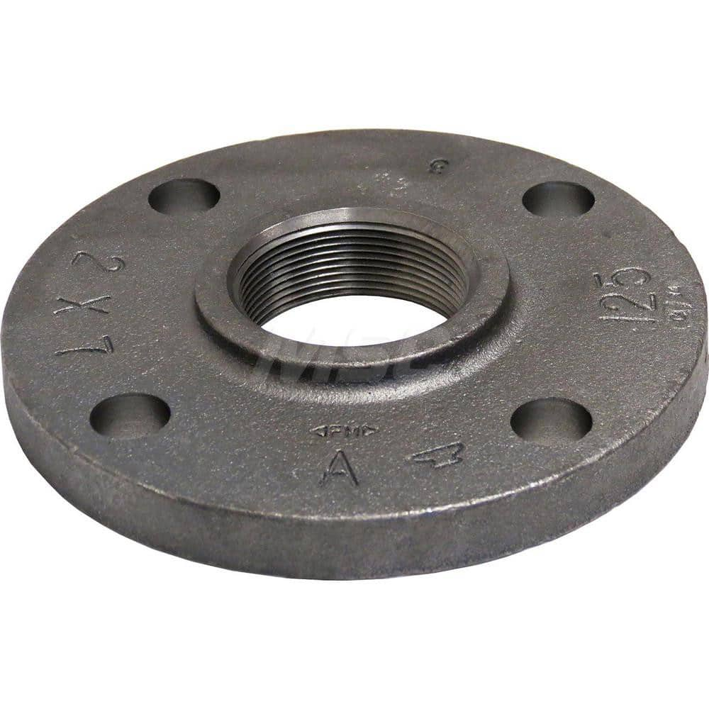 Black Reducing Flange: 2 x 7-1/2″, 125 psi, Threaded Cast Iron, Black Finish, Class 125