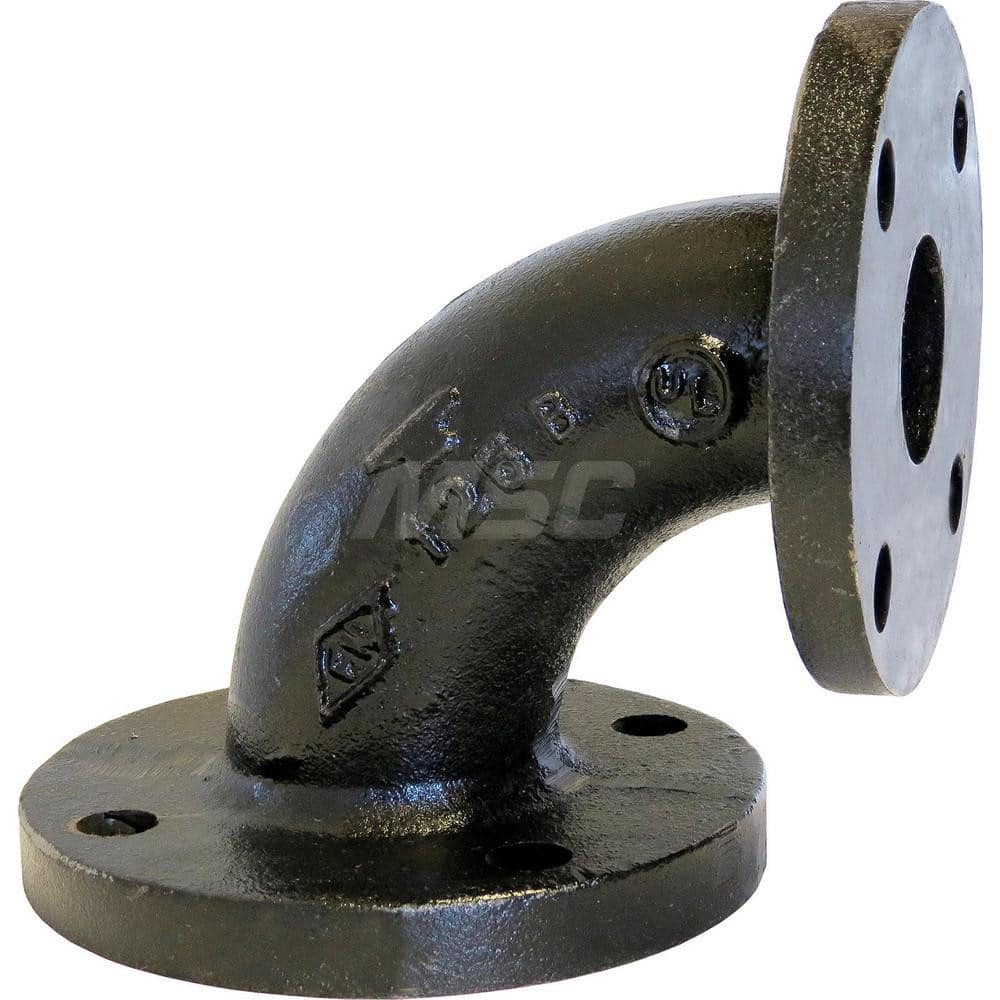 Black 90 ° Flanged Elbow: 3 x 2-1/2″, 125 psi, Threaded Cast Iron, Black Finish, Class 125