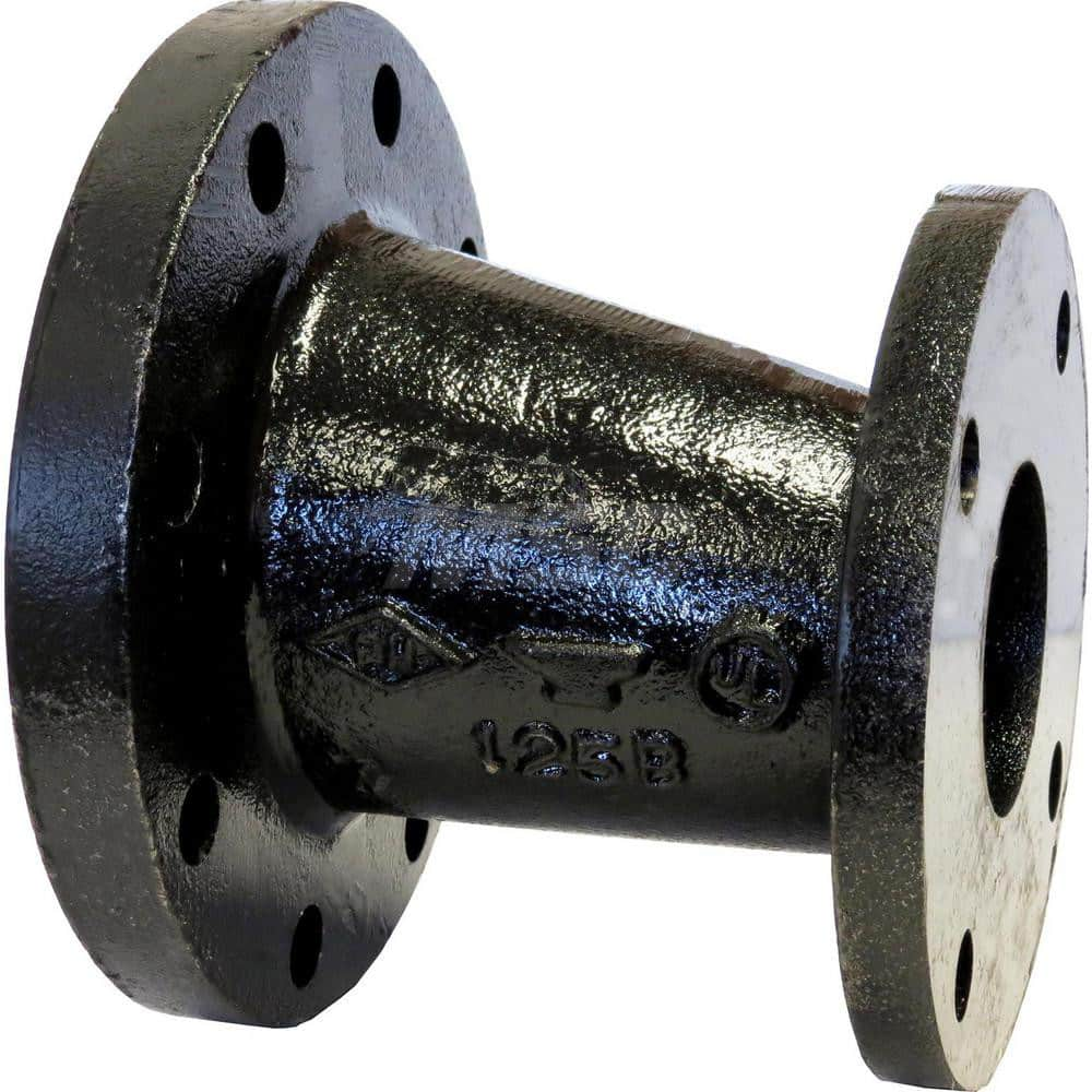 Black Eccentric Reducer: 8 x 4″, 125 psi, Threaded Cast Iron, Black Finish, Class 125