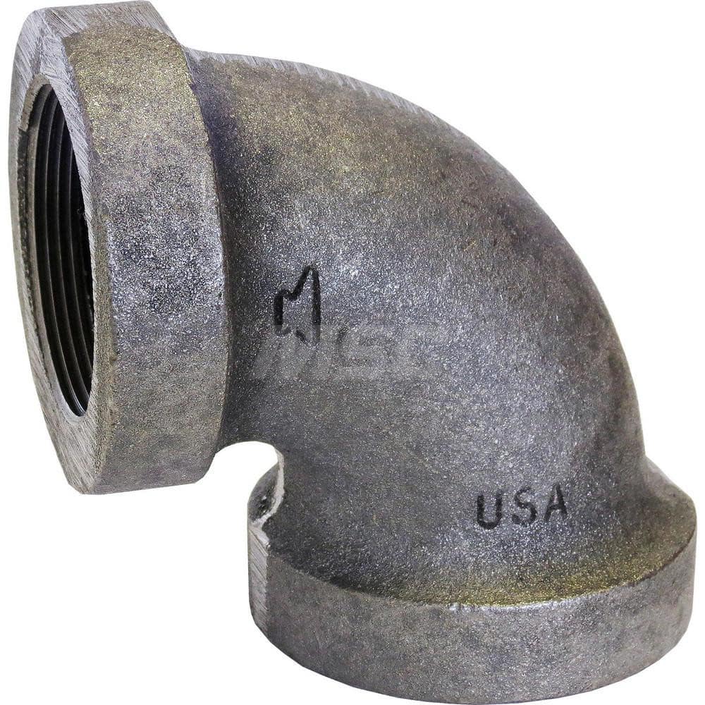 Black 90 ° Elbow: 1-1/2″, 0 psi, Threaded Cast Iron, Galvanized Finish, Class 702