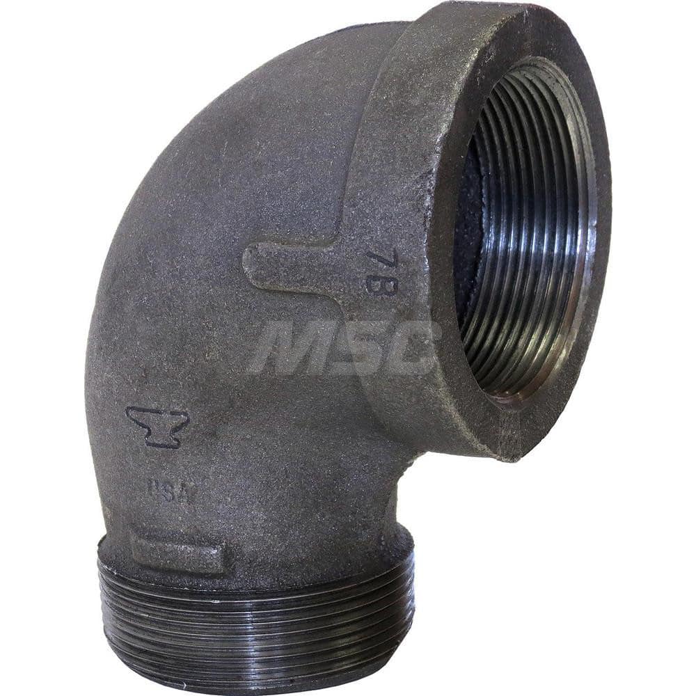 Black 90 ° Street Elbow: 1-1/4 x 1″, 150 psi, Threaded Malleable Iron, Galvanized Finish, Class 150