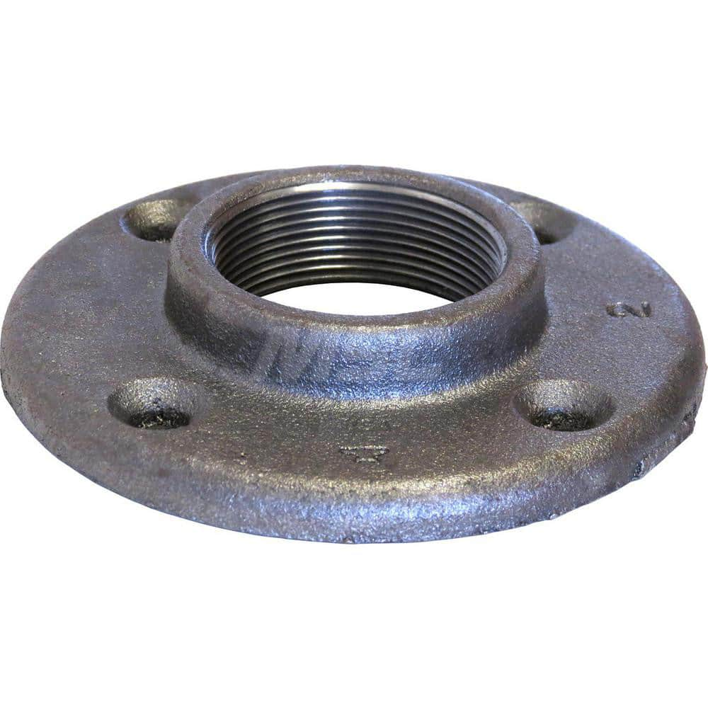 Black Floor Flange: 2″, 150 psi, Threaded Malleable Iron, Galvanized Finish, Class 150