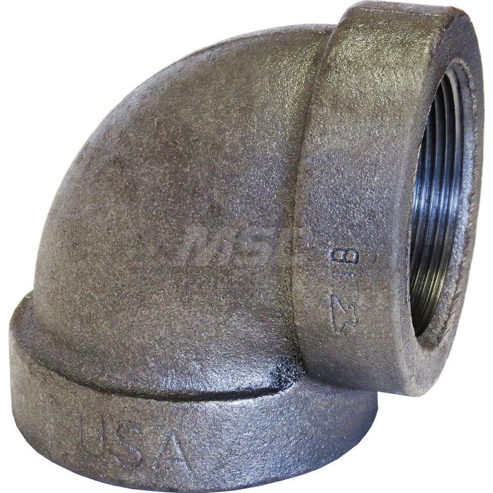 Black 90 ° Elbow: 5″, 125 psi, Threaded Cast Iron, Black Finish, Class 125