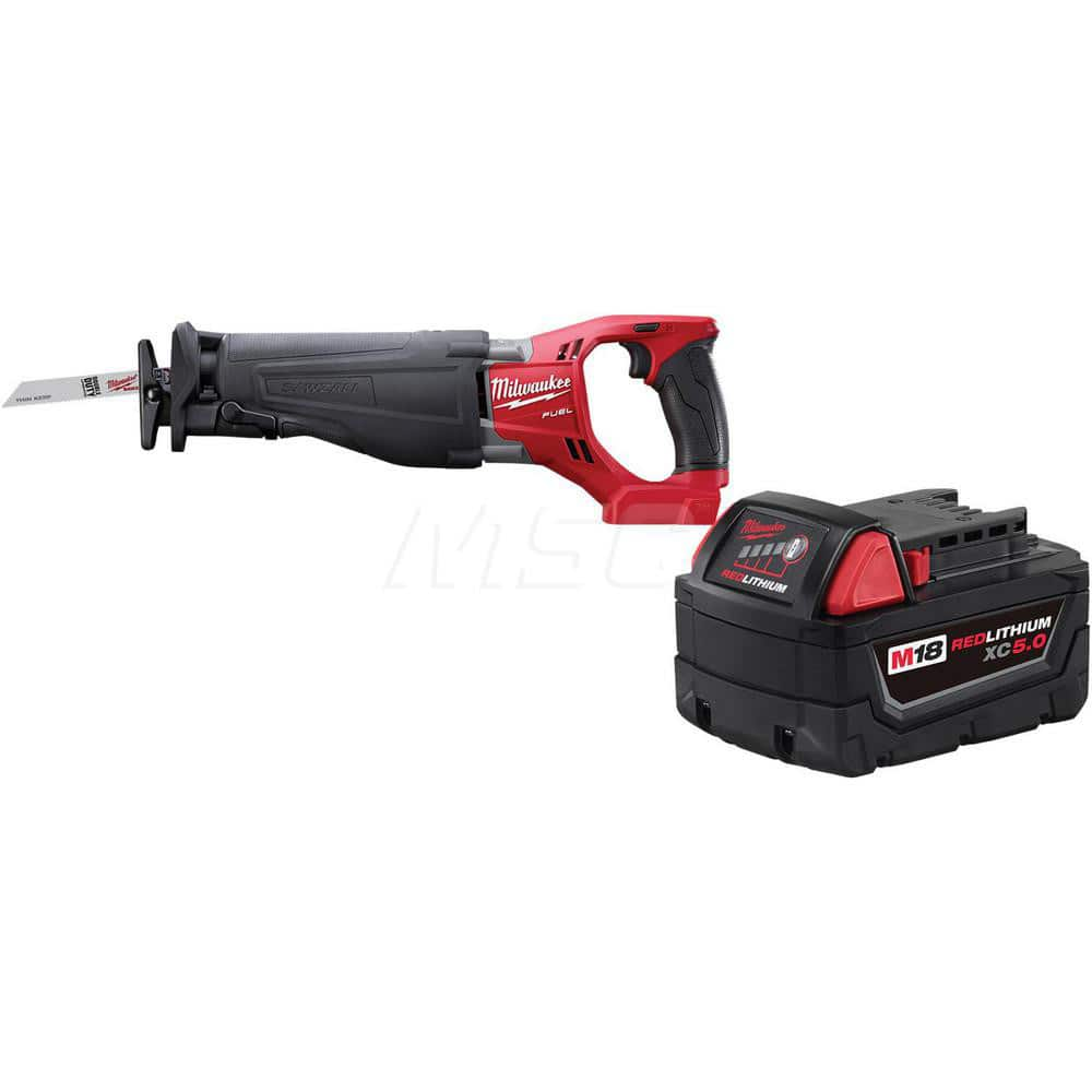 Cordless Reciprocating Saw: 18V, 0 to 3,000 SPM, 1-1/4″ Stroke 1, M18, Lithium-ion Battery