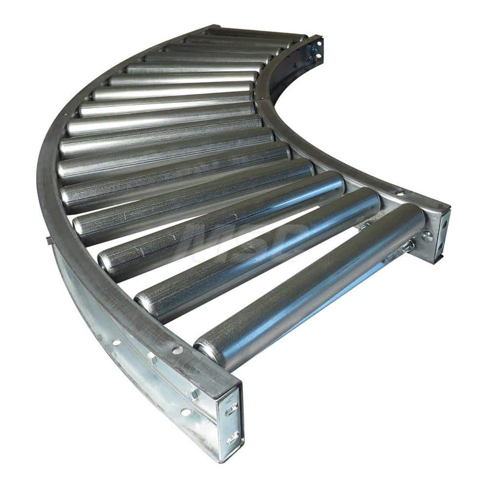 Gravity Conveyors; Conveyor Type: Roller; Component: 90 Degree Curved Conveyor; Telescopic: No; Roller Diameter (Decimal Inch): 1.9000; Overall Width: 39; Wheel Material: Galvanized Steel; Minimum Extended Length: 66.0000 in; Maximum Extended Length: 66.0