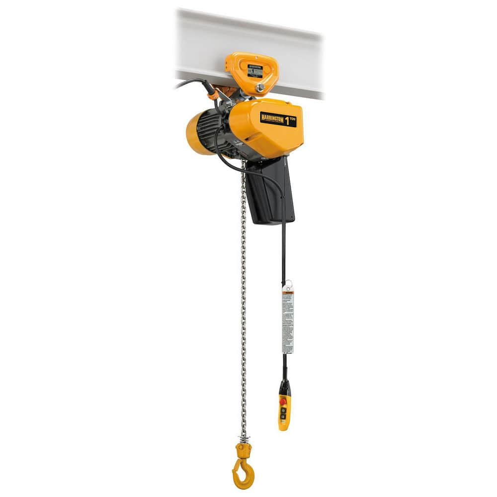 Electric Hoists; Work Load Limit: 0.5 TON; Controller: Pendant; Mount Type: Push Trolley; Brake Type: Load; Lifting Speed: 25 ft/min