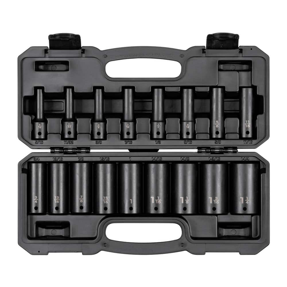 Socket Set: 17 Pc, 1/2″ Drive 12 Point, Manganese Phosphate Finish