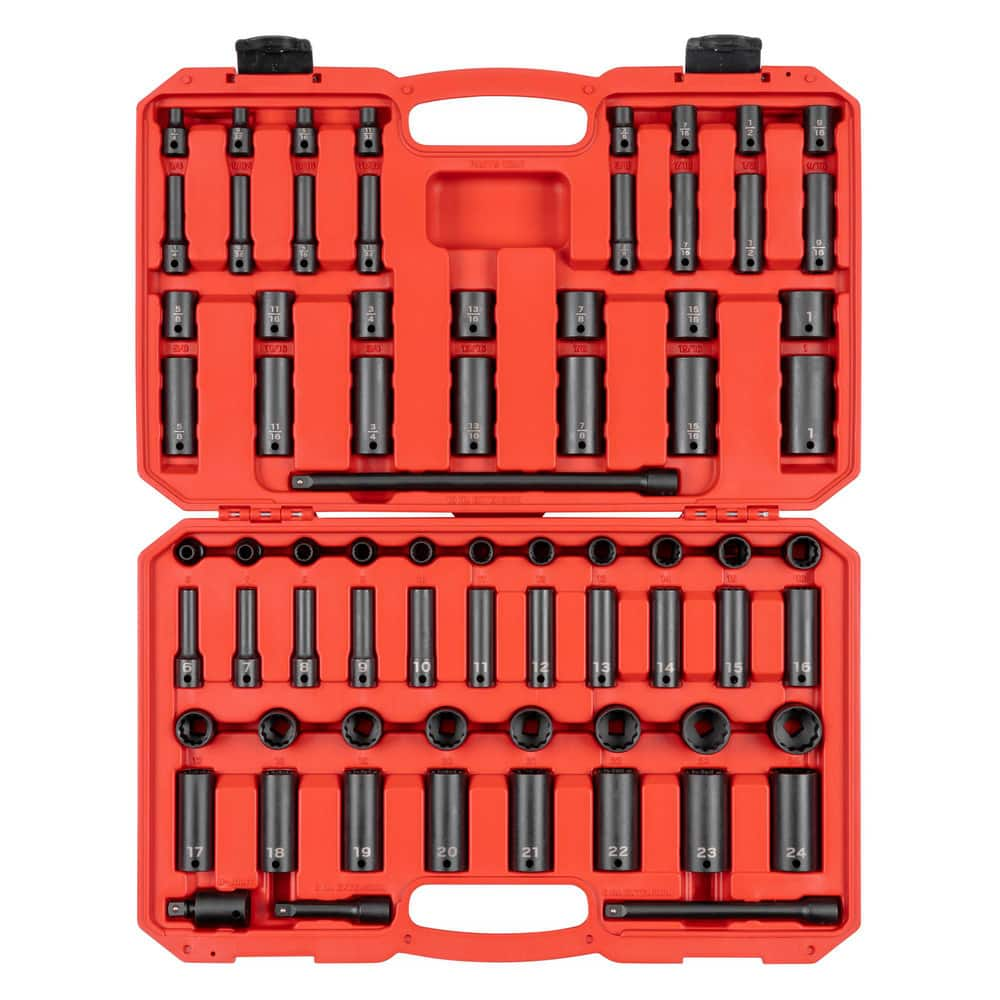 Socket Set: 72 Pc, 3/8″ Drive 12 Point, Manganese Phosphate Finish