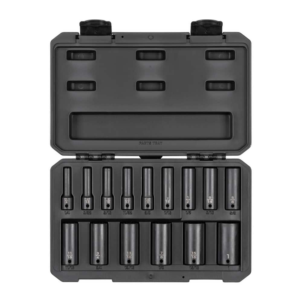 Socket Set: 15 Pc, 3/8″ Drive 12 Point, Manganese Phosphate Finish