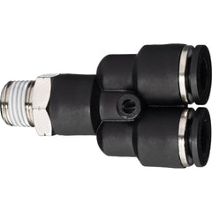 Push-To-Connect Tube Fitting: Male Wye, 3/8″ OD Nylon, 350 psi