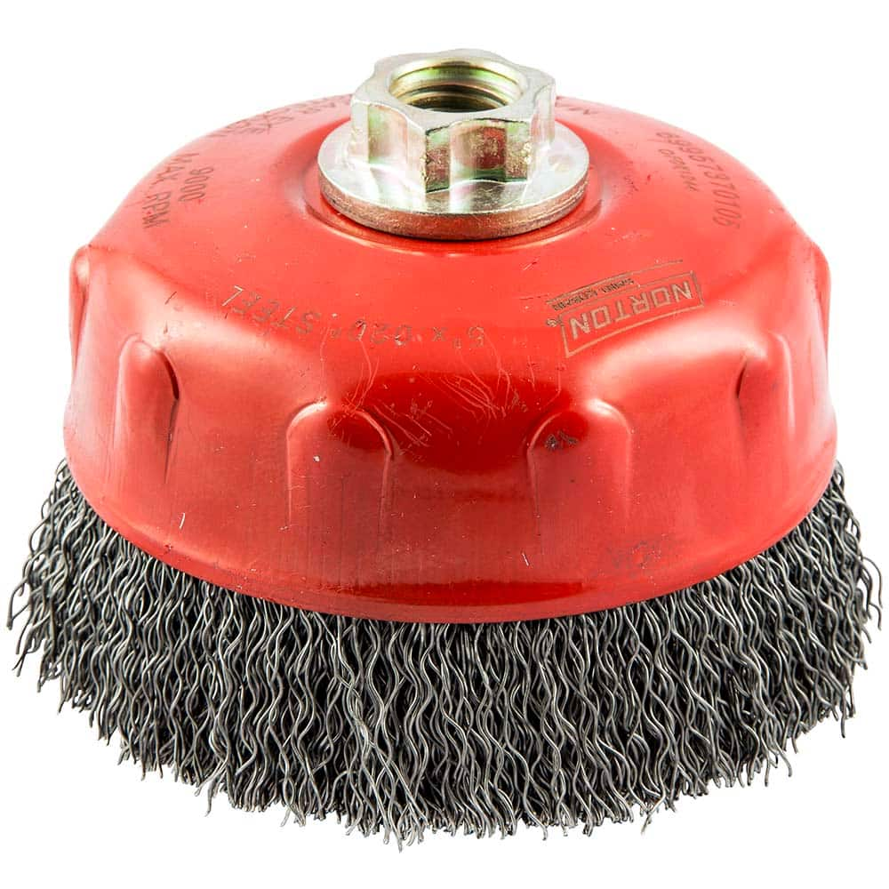 Norton - 5" Diam 5/8-11 Threaded Arbor Carbon Steel Fill Cup Brush - Makers Industrial Supply