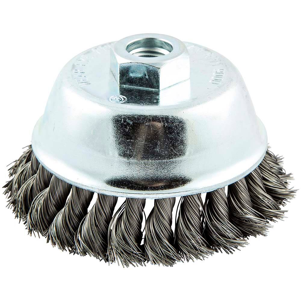 Norton - 4" Diam 5/8-11 Threaded Arbor Carbon Steel Fill Cup Brush - Makers Industrial Supply