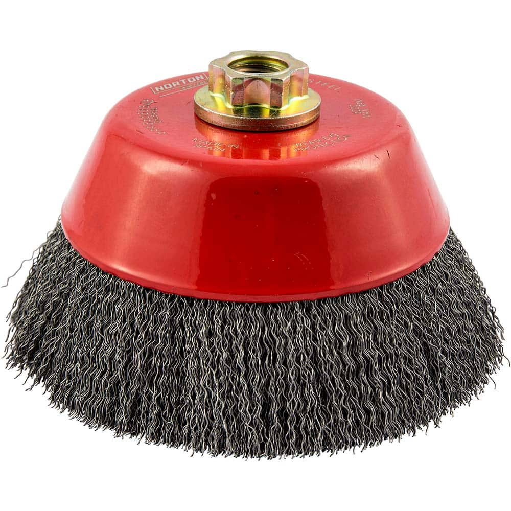 Norton - 6" Diam 5/8-11 Threaded Arbor Carbon Steel Fill Cup Brush - Makers Industrial Supply