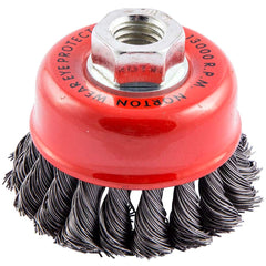 Norton - 3-1/2" Diam 5/8-11 Threaded Arbor Carbon Steel Fill Cup Brush - Makers Industrial Supply