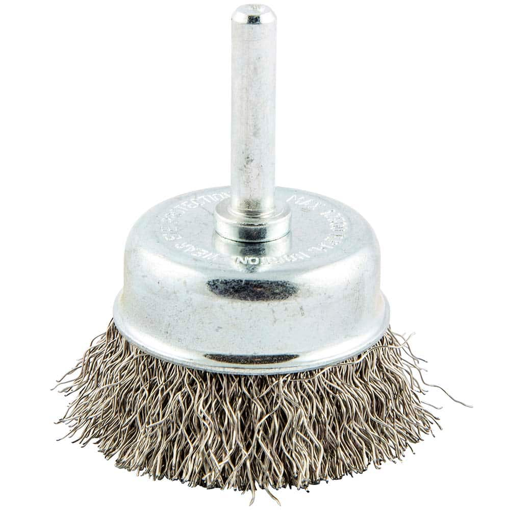 Norton - 2" Diam 1/4" Shank Stainless Steel Fill Cup Brush - Makers Industrial Supply