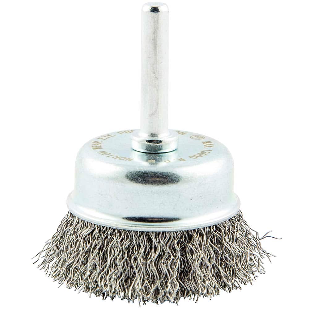 Norton - 1-3/4" Diam 1/4" Shank Carbon Steel Fill Cup Brush - Makers Industrial Supply