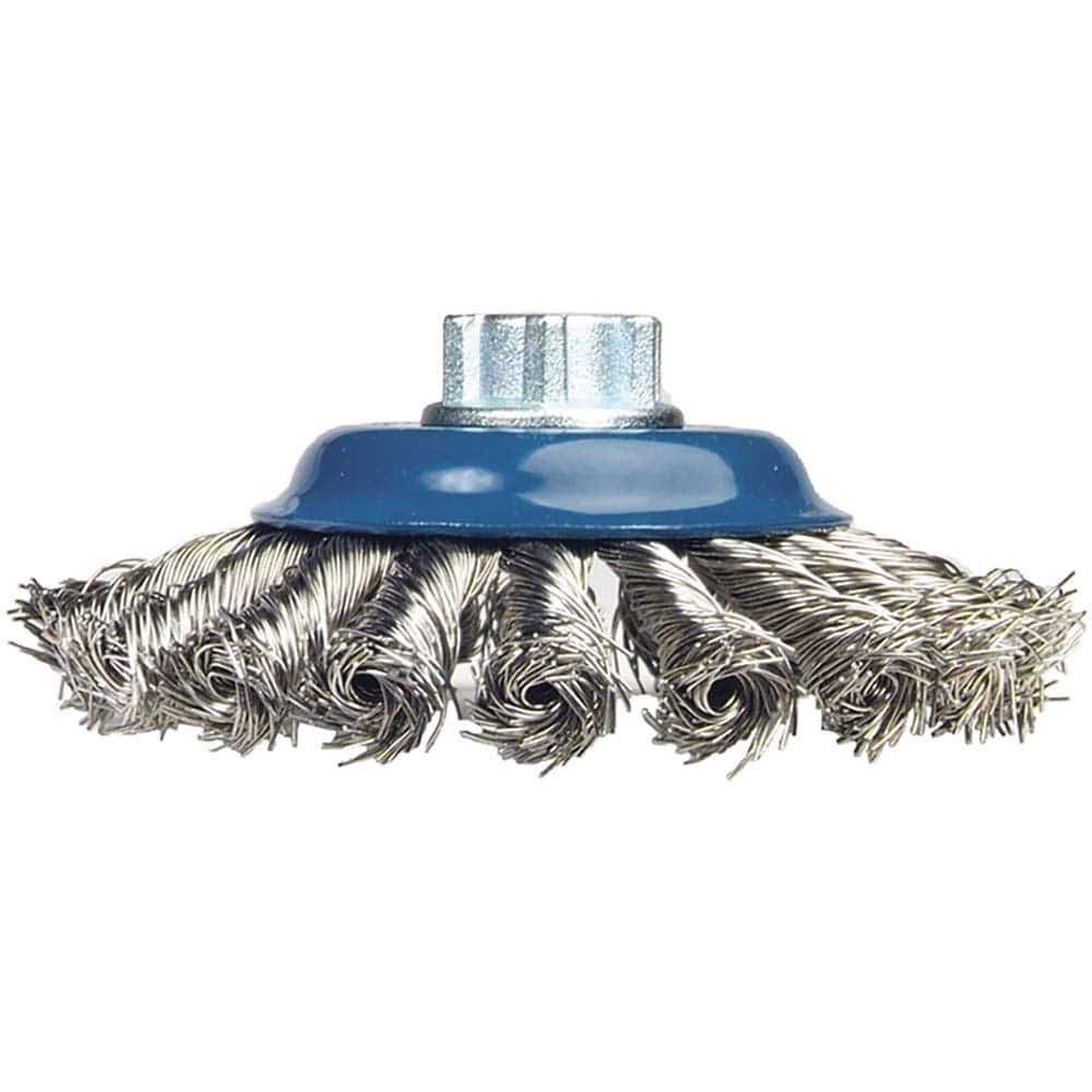 Norton - 5" Diam 5/8-11 Threaded Arbor Stainless Steel Fill Cup Brush - Makers Industrial Supply