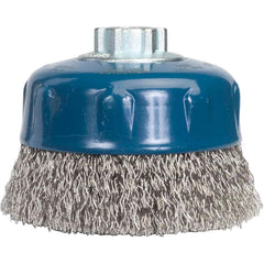 Norton - 4" Diam 5/8-11 Threaded Arbor Stainless Steel Fill Cup Brush - Makers Industrial Supply