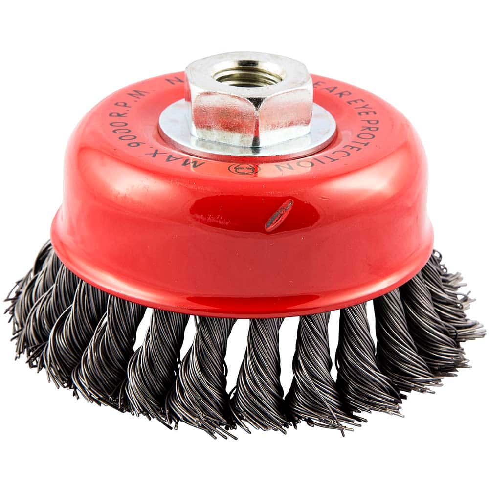 Norton - 4" Diam 5/8-11 Threaded Arbor Carbon Steel Fill Cup Brush - Makers Industrial Supply