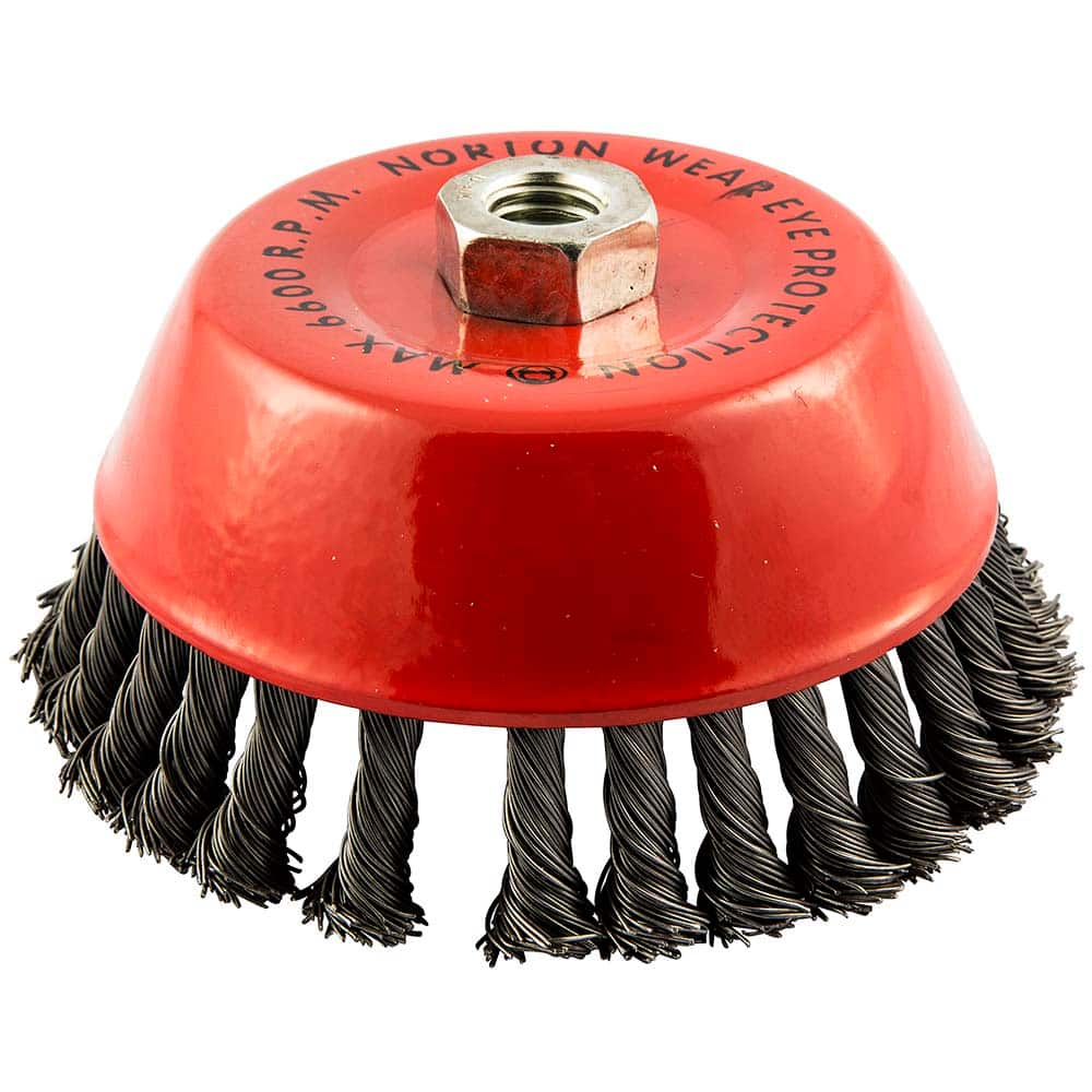 Norton - 6" Diam 5/8-11 Threaded Arbor Carbon Steel Fill Cup Brush - Makers Industrial Supply