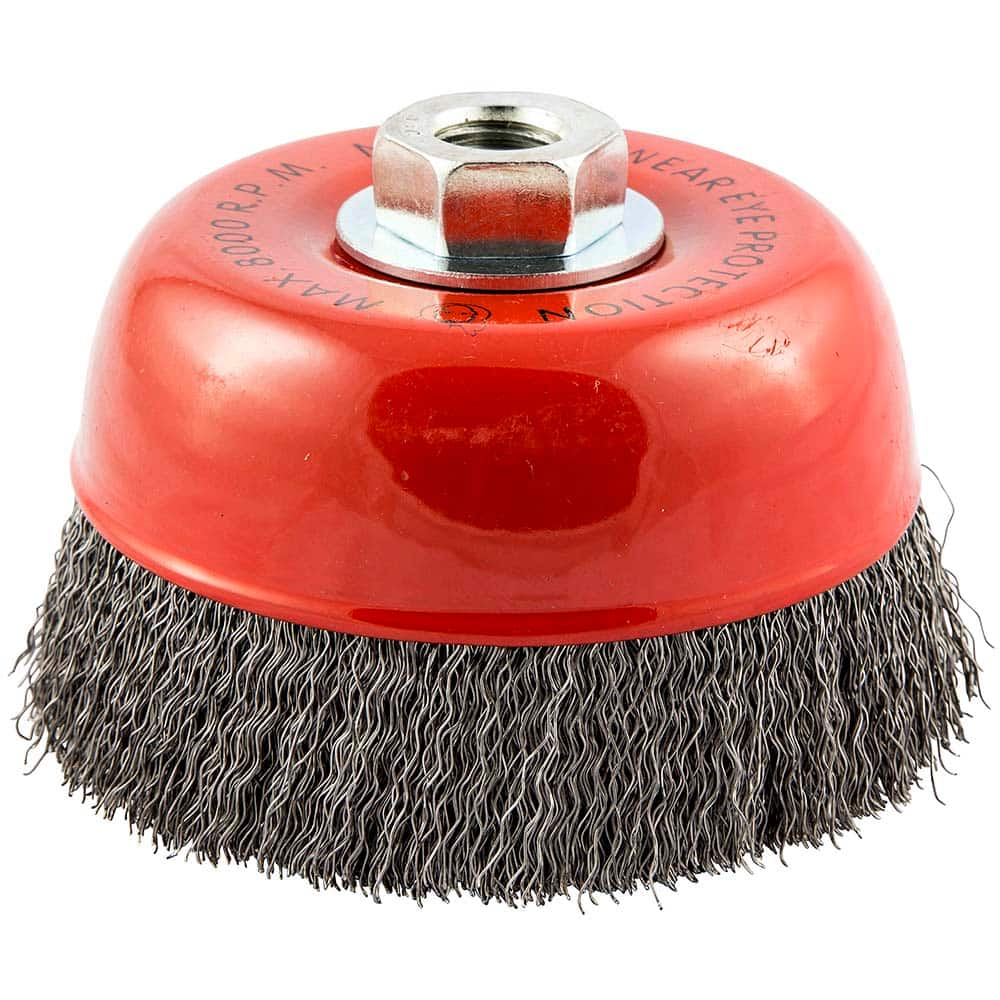 Norton - 5" Diam 5/8-11 Threaded Arbor Carbon Steel Fill Cup Brush - Makers Industrial Supply