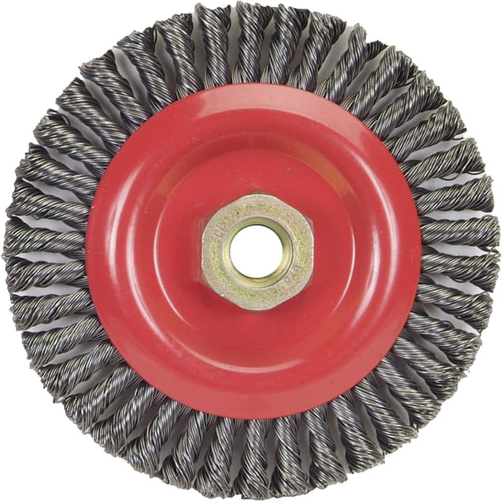 Norton - 5" OD, 5/8-11 Arbor Hole, Stringer Bead Carbon Wheel Brush - Makers Industrial Supply