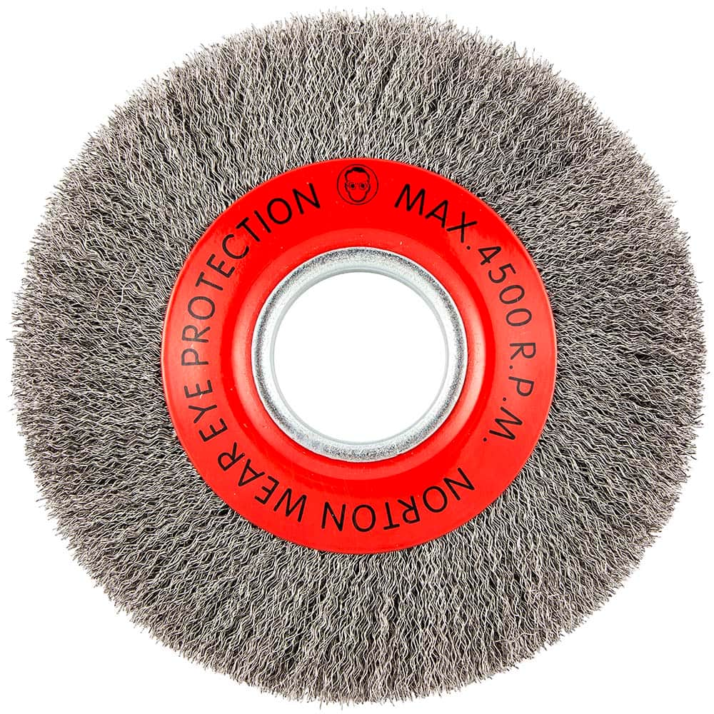 Norton - 8" OD, 2" Arbor Hole, Crimped Carbon Wheel Brush - Makers Industrial Supply