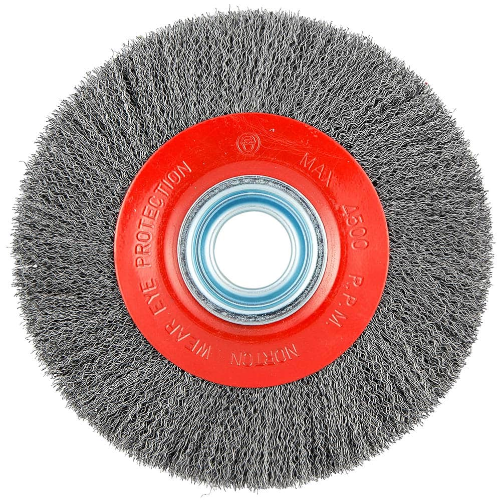 Norton - 8" OD, 1-1/4" Arbor Hole, Crimped Carbon Wheel Brush - Makers Industrial Supply