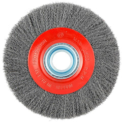 Norton - 8" OD, 1-1/4" Arbor Hole, Crimped Carbon Wheel Brush - Makers Industrial Supply