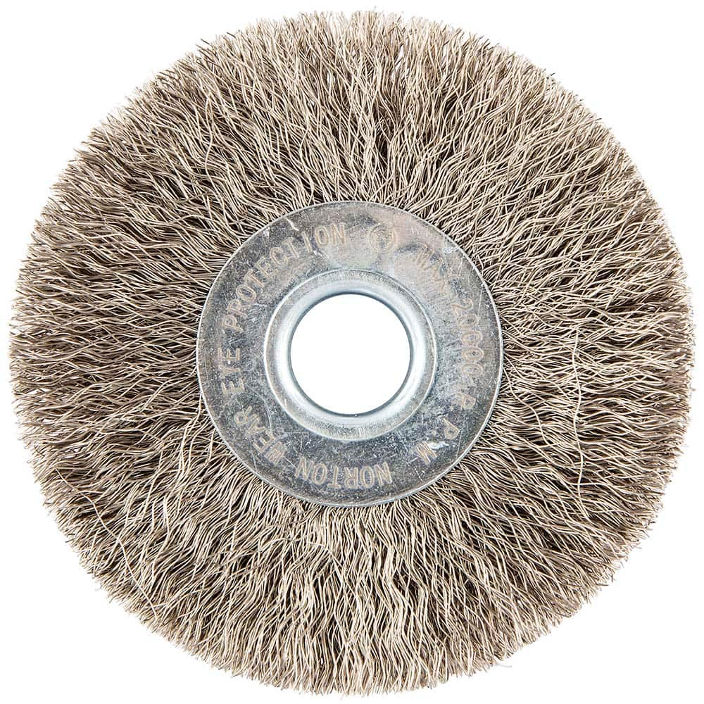 Norton - 3" OD, 1/2" Arbor Hole, Crimped Stainless Steel Wheel Brush - Makers Industrial Supply