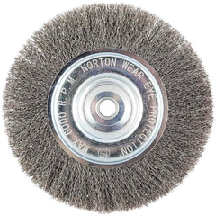 Norton - 8" OD, 5/8" Arbor Hole, Crimped Carbon Wheel Brush - Makers Industrial Supply