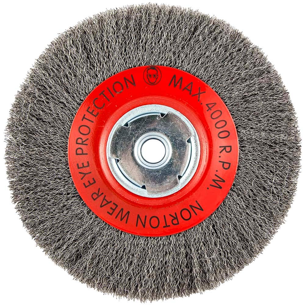 Norton - 8" OD, 5/8" Arbor Hole, Crimped Carbon Wheel Brush - Makers Industrial Supply