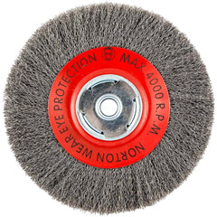 Norton - 8" OD, 5/8" Arbor Hole, Crimped Carbon Wheel Brush - Makers Industrial Supply