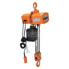 Electric Chain Hoist: 6,000 lb Working Load Limit Push Button Controller, Hook Mount