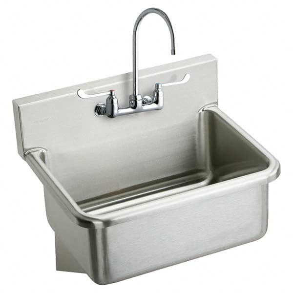 ELKAY - Stainless Steel Sinks Type: Hand Sink Wall Mount w/Manual Faucet Outside Length: 25 (Inch) - Makers Industrial Supply