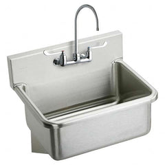 ELKAY - Stainless Steel Sinks Type: Hand Sink Wall Mount w/Manual Faucet Outside Length: 25 (Inch) - Makers Industrial Supply