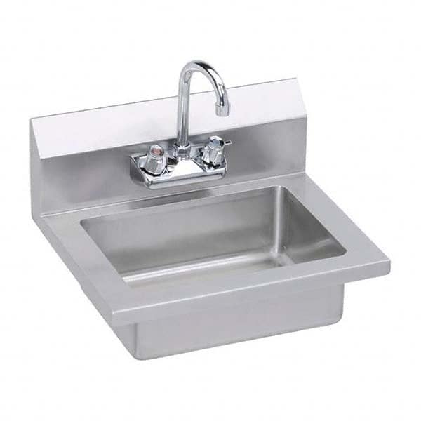 ELKAY - Stainless Steel Sinks Type: Hand Sink Wall Mount w/Manual Faucet Outside Length: 18 (Inch) - Makers Industrial Supply