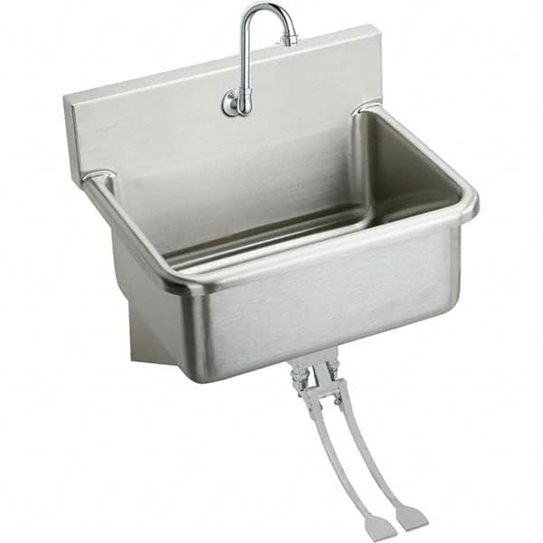 ELKAY - Stainless Steel Sinks Type: Hand Sink Wall Mount w/Double Knee Valve Outside Length: 25 (Inch) - Makers Industrial Supply