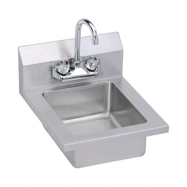 ELKAY - Stainless Steel Sinks Type: Hand Sink Wall Mount w/Manual Faucet Outside Length: 14 (Inch) - Makers Industrial Supply