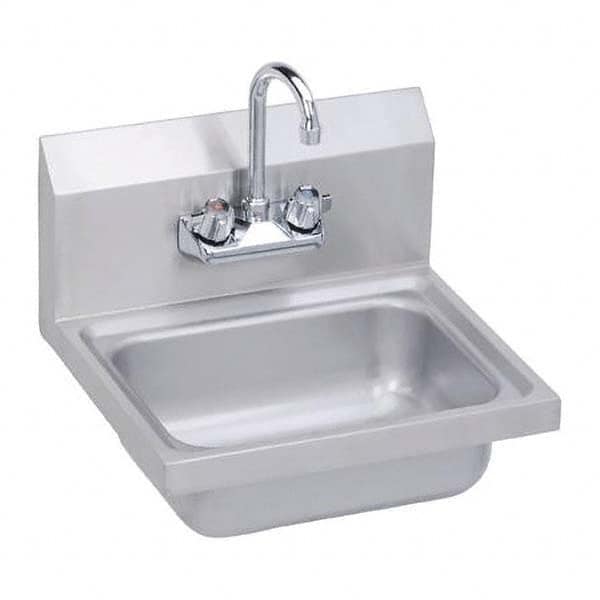 ELKAY - Stainless Steel Sinks Type: Hand Sink Wall Mount w/Manual Faucet Outside Length: 17 (Inch) - Makers Industrial Supply