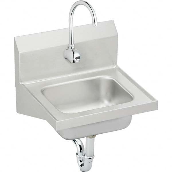 ELKAY - Stainless Steel Sinks Type: Hand Sink Wall Mount w/Electronic Faucet Outside Length: 16-3/4 (Inch) - Makers Industrial Supply