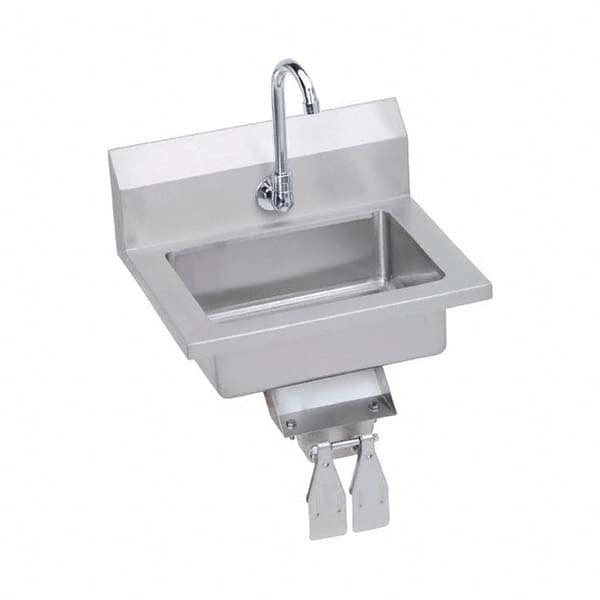 ELKAY - Stainless Steel Sinks Type: Hand Sink Wall Mount w/Knee Valve Outside Length: 18 (Inch) - Makers Industrial Supply