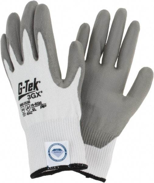 PIP - Size XL, ANSI Cut Lvl A4, Cut Resistant Gloves - Palm & Fingers Coated, White/Gray - Makers Industrial Supply