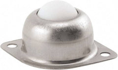 Hudson Bearing - 1 Inch Diameter, Oval, Nylon Ball Transfer - 1.1875 Inch Mount Height, 75 Lb. Capacity - Makers Industrial Supply