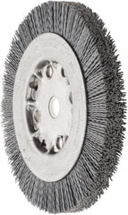 Weiler - 6" OD, 5/8" Arbor Hole, Crimped Nylon Wheel Brush - 5/8" Face Width, 7/8" Trim Length, 0.035" Filament Diam, 4,500 RPM - Makers Industrial Supply