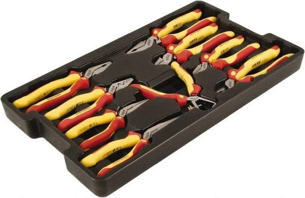 Wiha - 9 Piece Insulated Pliers, Cutters & Molded Tray Hand Tool Set - Comes in Box - Makers Industrial Supply