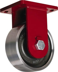 Hamilton - 8" Diam x 3" Wide x 10-1/2" OAH Top Plate Mount Rigid Caster - Forged Steel, 10,000 Lb Capacity, Tapered Roller Bearing, 6-1/2 x 7-1/2" Plate - Makers Industrial Supply